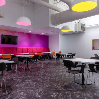 Multicolored lighting in a corporate office