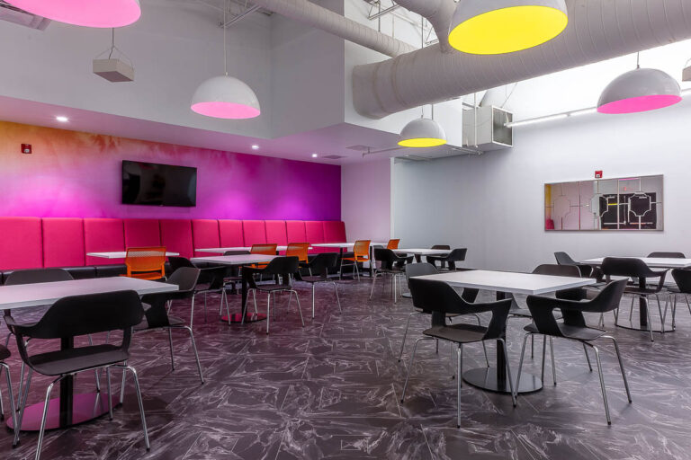 Multicolored lighting in a corporate office