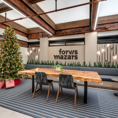 Lighting installed in a meeting area at Forvis Mazars